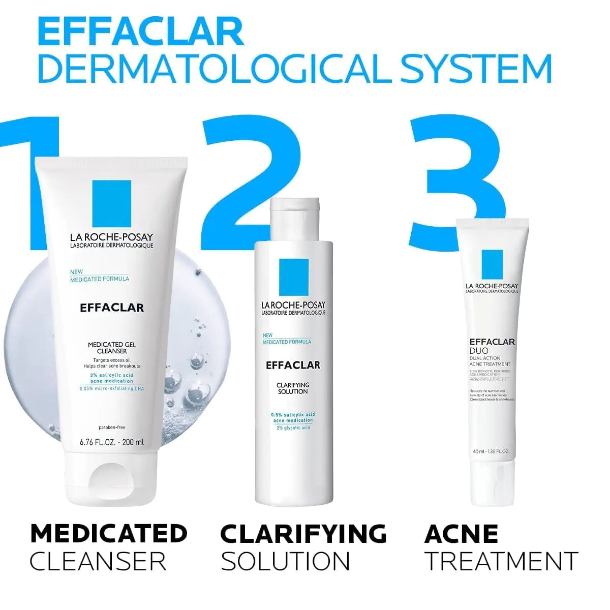 La Roche-Posay Effaclar Medicated Gel Cleanser | 2% Salicylic Acid Cleanser + LHA + Glycerin | Foaming Acne Face Wash