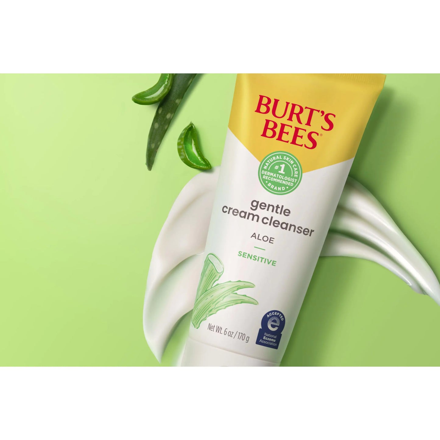 Burt's Bees Gentle Cream Cleanser with Aloe for Sensitive Skin, 98.9% Natural Origin, 6 Ounces Aloe Vera 6 Ounce (Pack of 1)