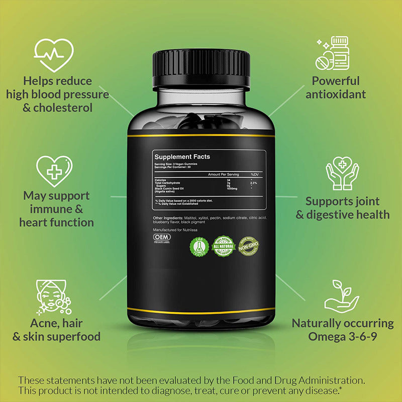 Black seed oil gummies hair gummies