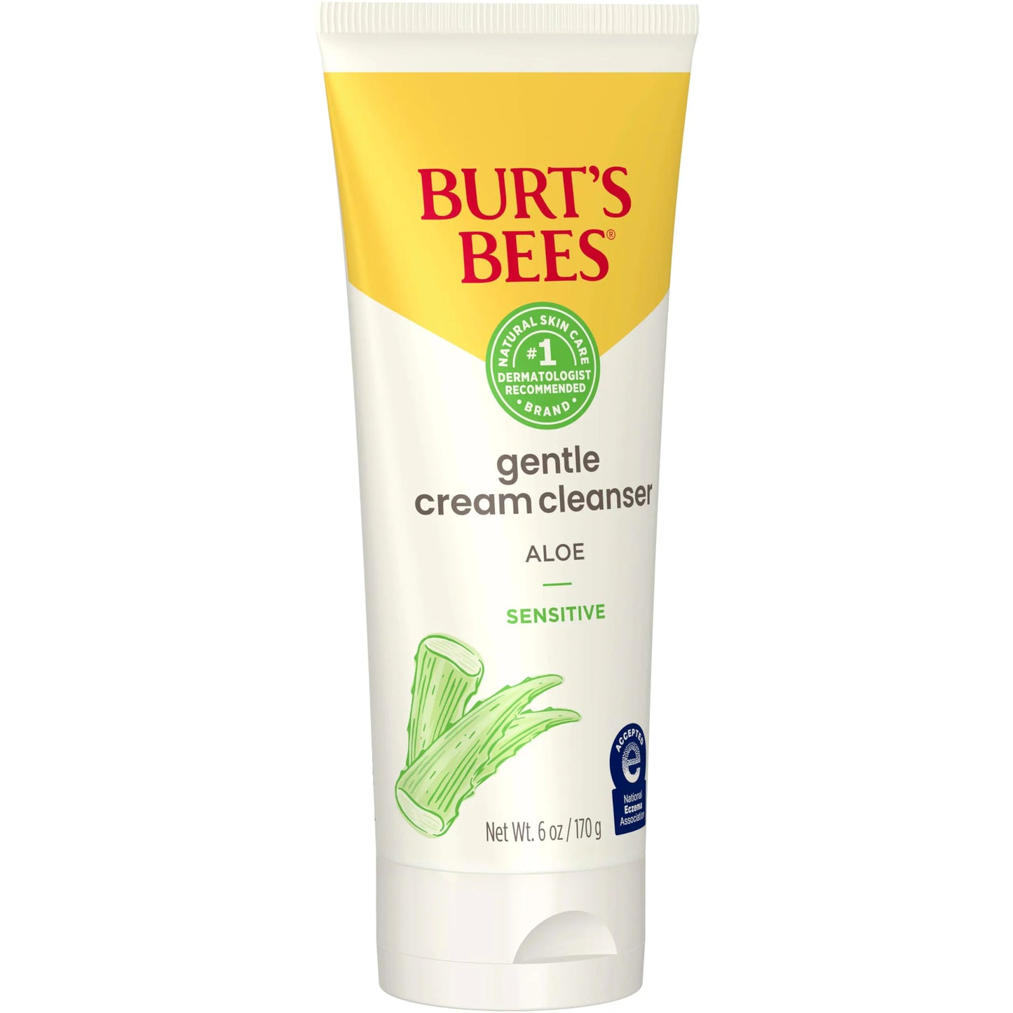 Burt's Bees Gentle Cream Cleanser with Aloe for Sensitive Skin, 98.9% Natural Origin, 6 Ounces Aloe Vera 6 Ounce (Pack of 1)