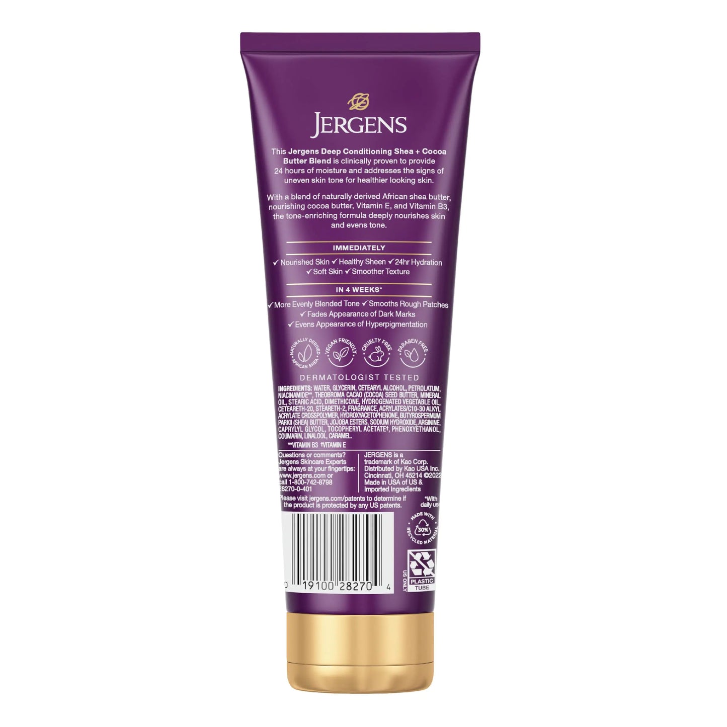 Jergens Shea + Cocoa Butter Body Lotion for Dry Skin, Deep Conditioning Moisturizer, with Vitamins E & B3, 8.5 oz