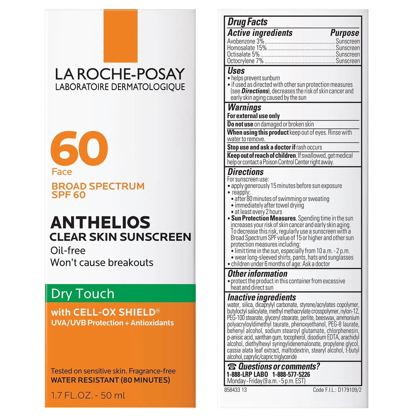 La Roche-Posay Anthelios Clear Skin Sunscreen Dry Touch SPF 60 |