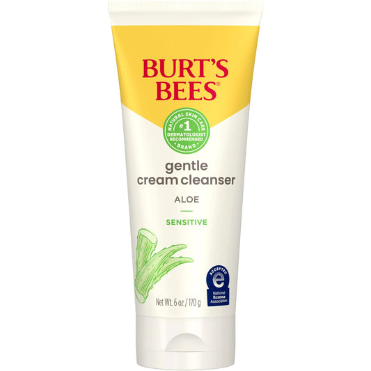 Burt's Bees Gentle Cream Cleanser with Aloe for Sensitive Skin, 98.9% Natural Origin, 6 Ounces Aloe Vera 6 Ounce (Pack of 1)