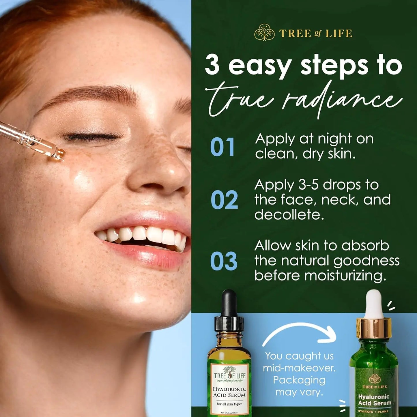 Tree of Life Hyaluronic Acid Serum, Skin Brightening Face Oil for Dark and Age