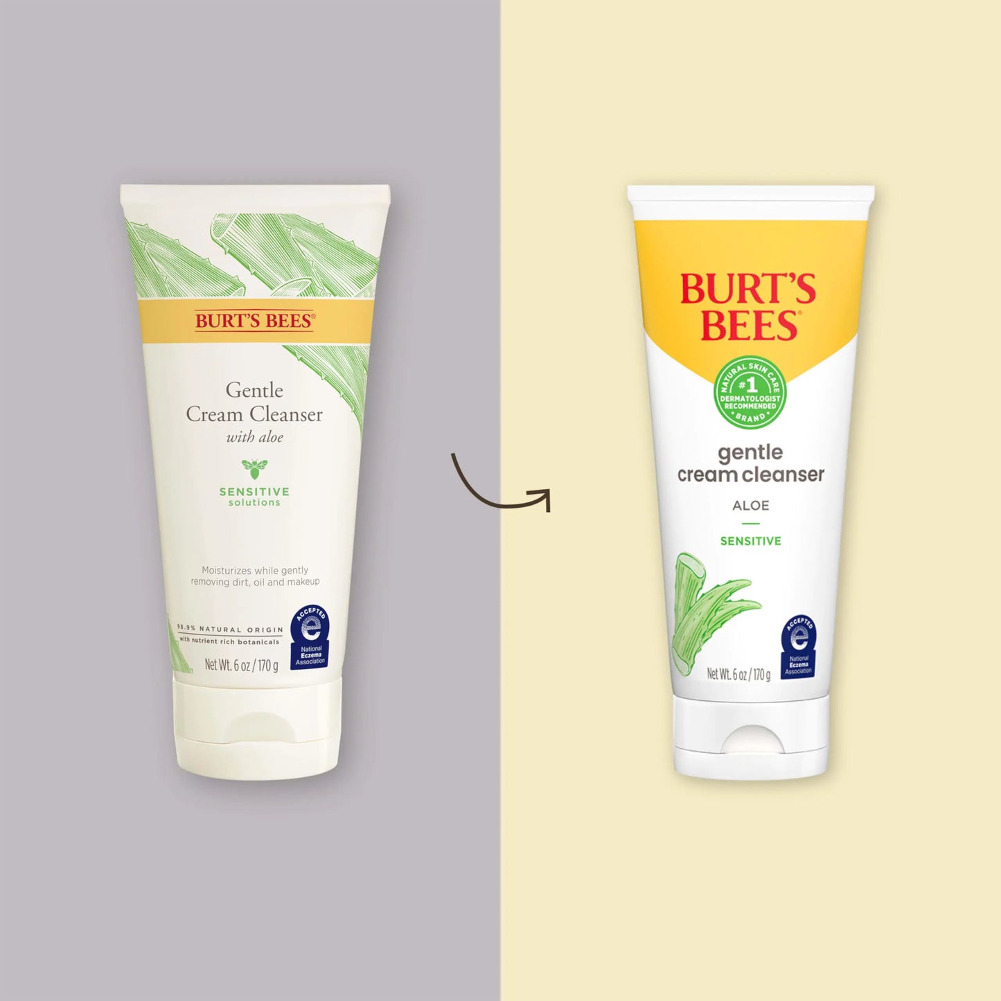 Burt's Bees Gentle Cream Cleanser with Aloe for Sensitive Skin, 98.9% Natural Origin, 6 Ounces Aloe Vera 6 Ounce (Pack of 1)