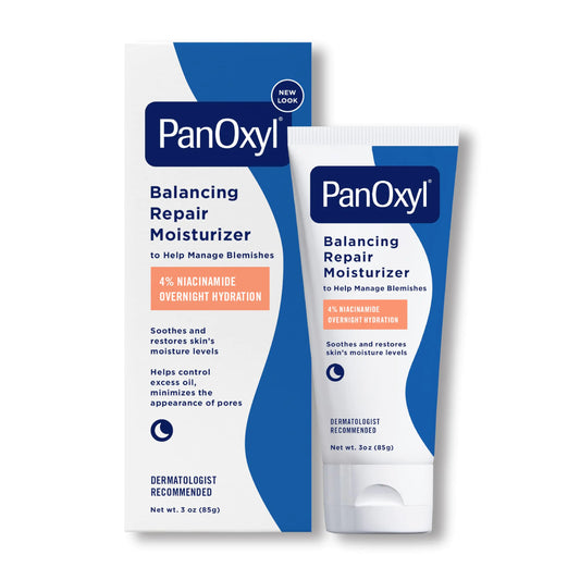 PanOxyl PM Balancing Repair Moisturizer with Niacinamide, Ceramides and Cica, Hydrating Face Moisturizer, Acne Prone Skin and Dry Skin, Non-Comedogenic Night Face Moisturizer, 3 oz 3 Fl Oz (Pack of 1)